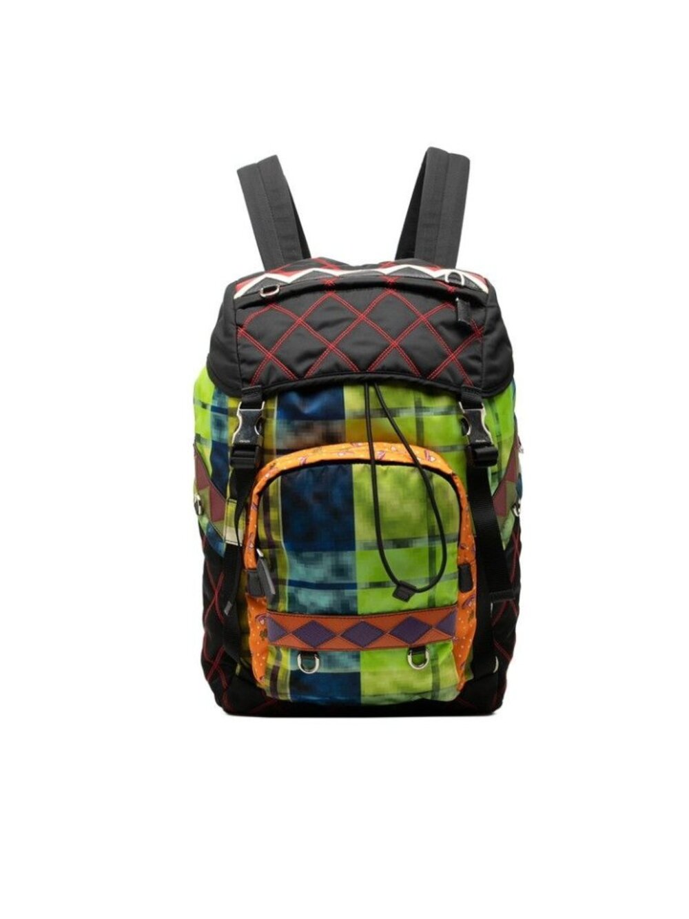 Prada Backpack Multicolor Black Red Nylon Leather